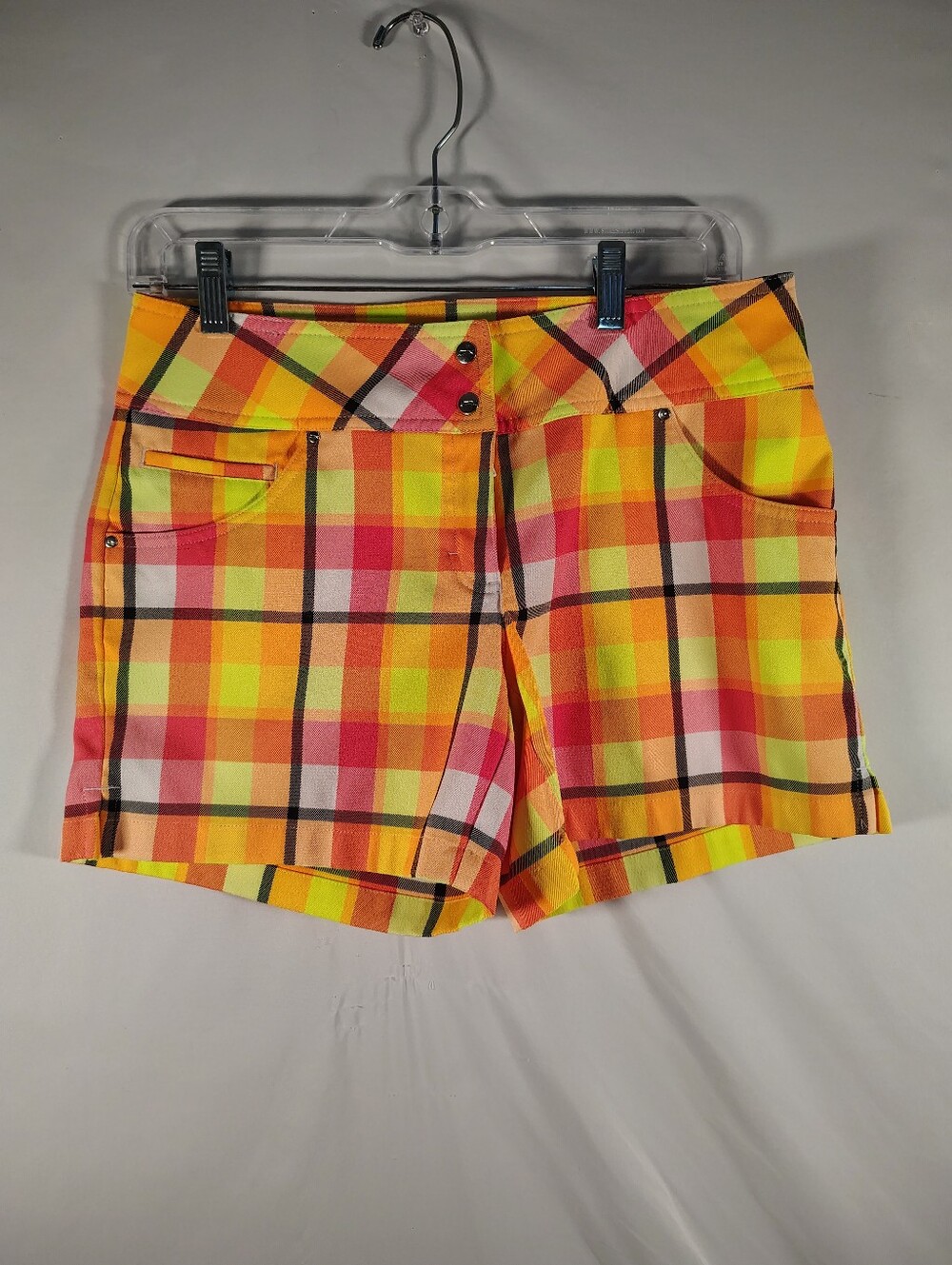 Slazenger Yellow and Pink Plaid Women’s Golf Shorts Sz. 4